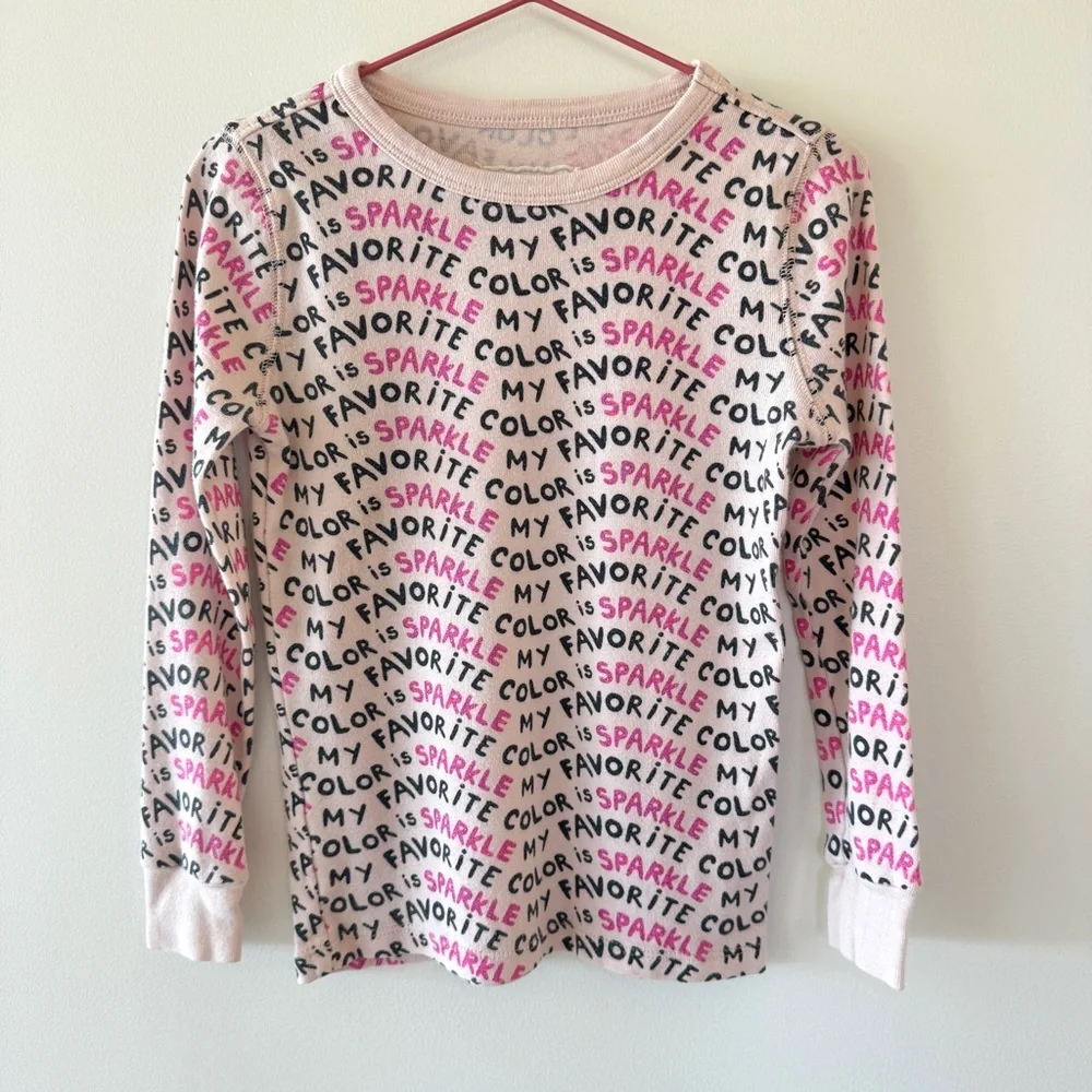 J.Crew Crewcuts Pink Graphic Print Cotton Pajama Set Long Sleeve Girls Size 5